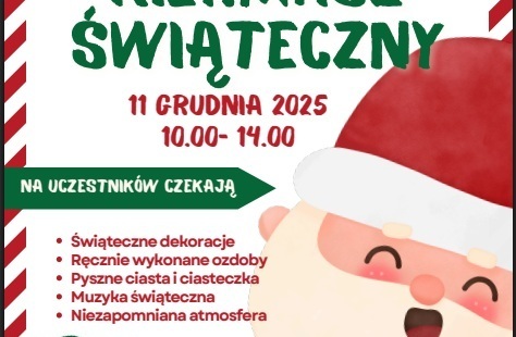 Na zdjęciu plakat z mikołajem.